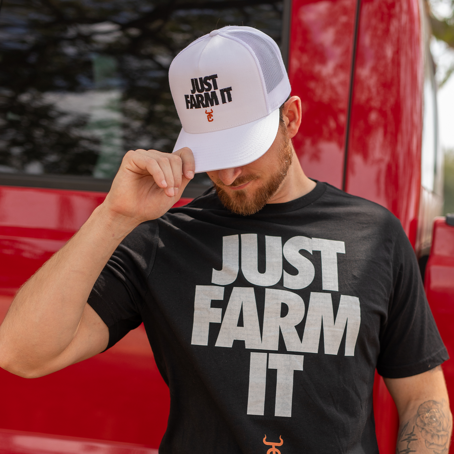 Just Farm It Flat Bill Trucker Snapback